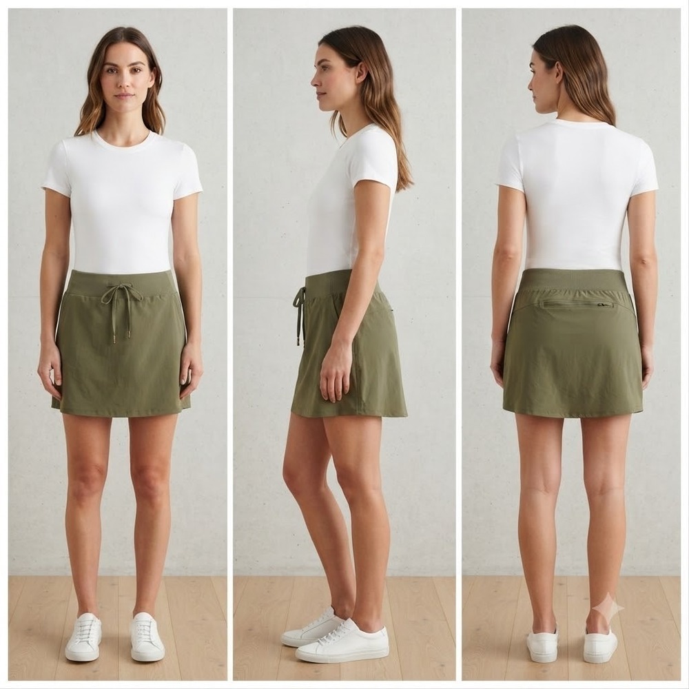 All In Motion Stretch Woven Active‎ Skort Womens 2XL Army Green Liner Shorts